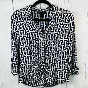 INC International Concepts Petite size M Blue and White Checkered Shirt